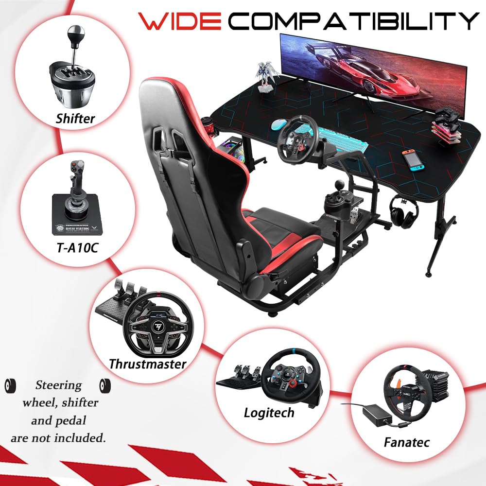 Supllueer Racing Simulator Cockpit Wheel Stand with Seat fit Logitech G29 G920