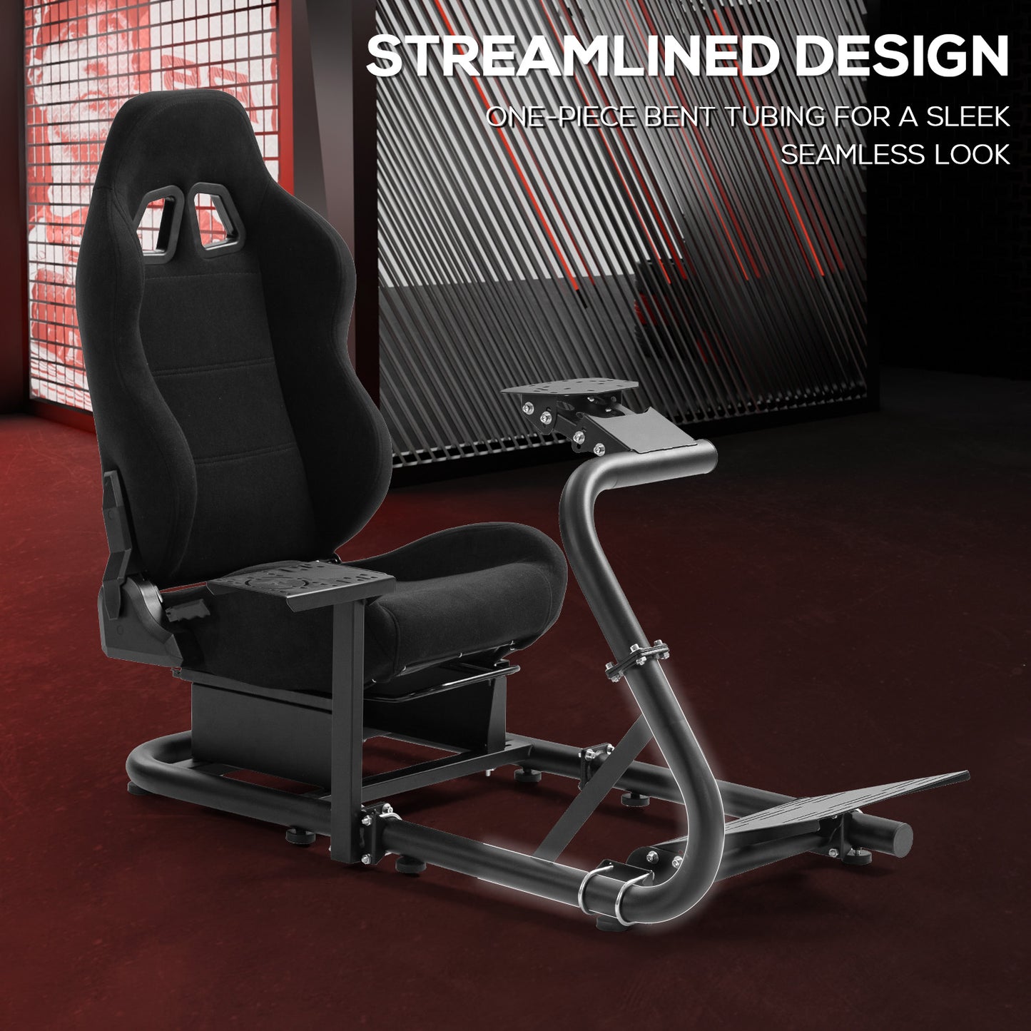 Supllueer Racing Simulator Cockpit Stable Round Tube Single Arm With Black Seat Fits For Logitech Thrustmaster PXN Fanatec.Excluding electronic devices