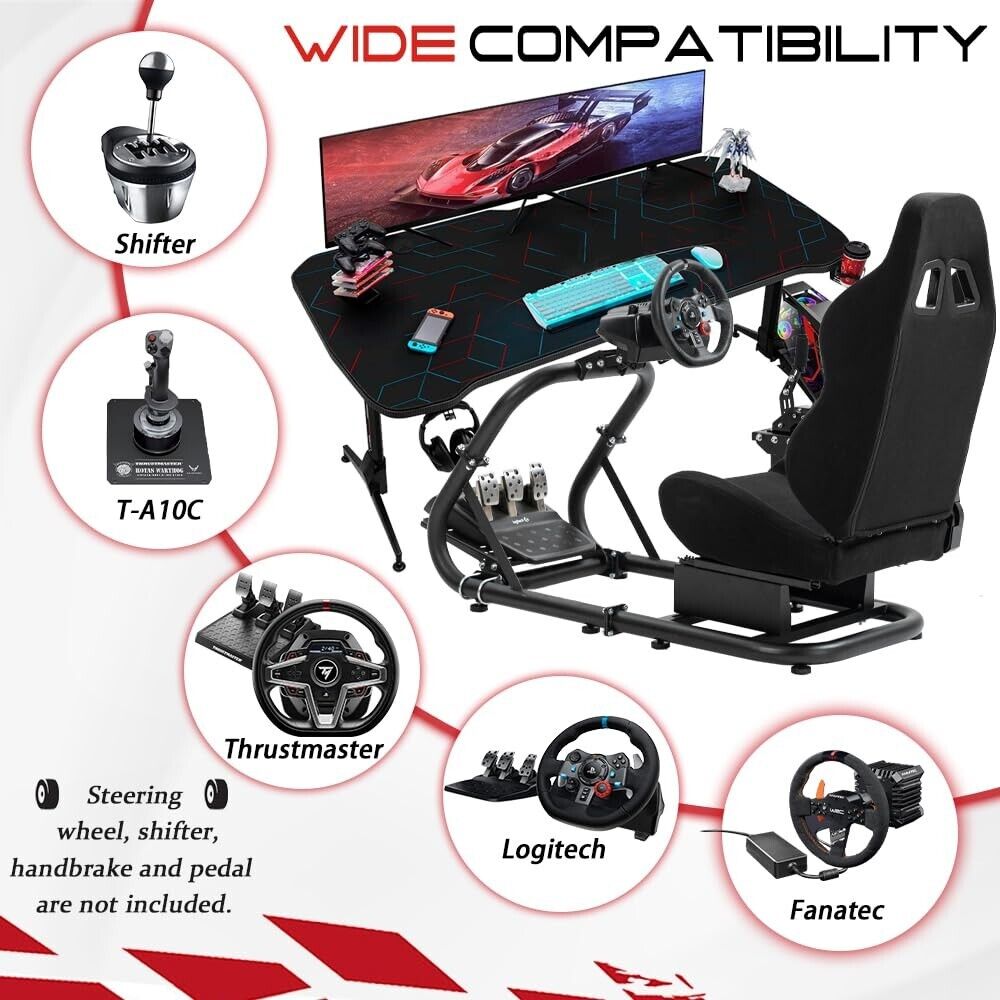 Supllueer Racing Simulation Cockpit Stand with Seat fit for Logitech G29 G923