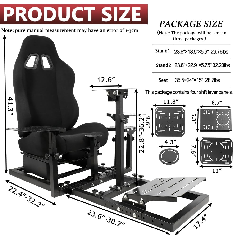 Supllueer Flight Racing Simulation Cockpit with Black Seat fit Logitech G29 X52