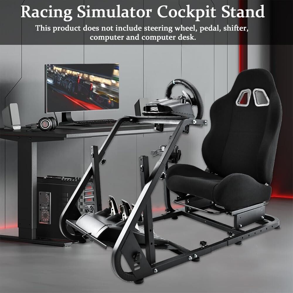 Supllueer Racing Simulator Cockpit Stand with Black Seat Fits Logitech G29 G920