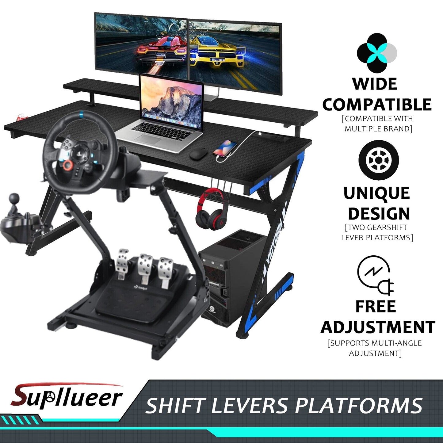 Supllueer Racing Steering Wheel Stand Fits for Logitech G920 G29 G923