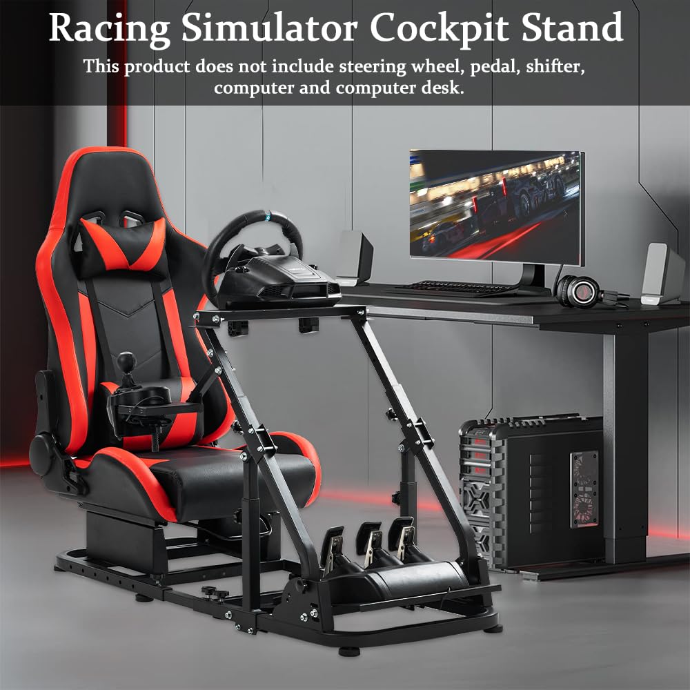 Supllueer Racing Simulator Cockpit Stand with Gaming Seat fit Logitech G923 G920