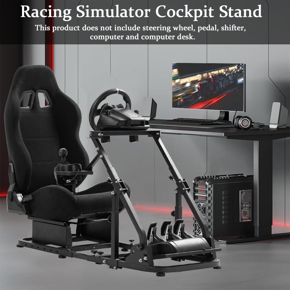 Supllueer G29 Racing Simulator Cockpit with Black Seat Fit Logitech G923 G920