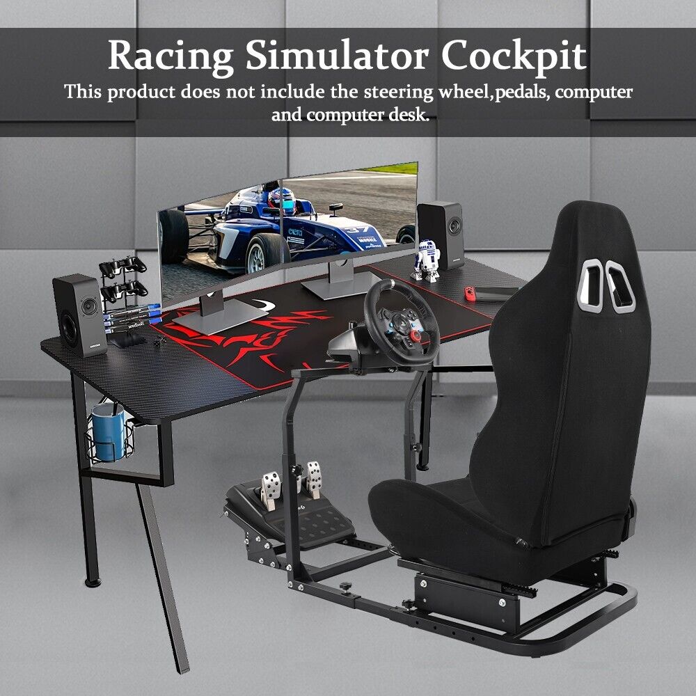 Supllueer Racing Simulator Cockpit Stand with Black Seat Fit Logitech G29 G920
