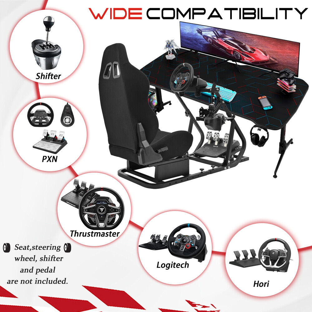 Supllueer Racing Simulator Cockpit Stand with Seat Fit Logitech G29 G920 G923