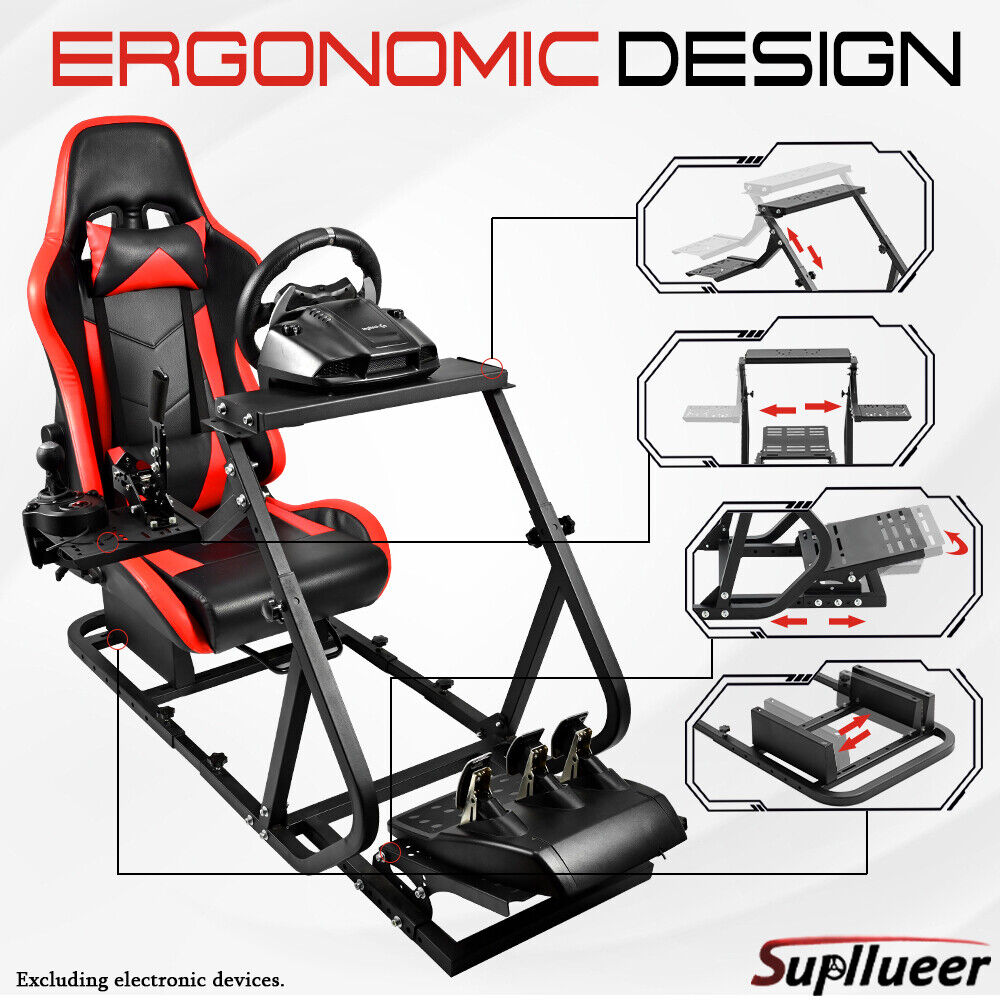 Supllueer Racing Simulator Cockpit Stand With Seat Fit Logitech G29 G920 G923