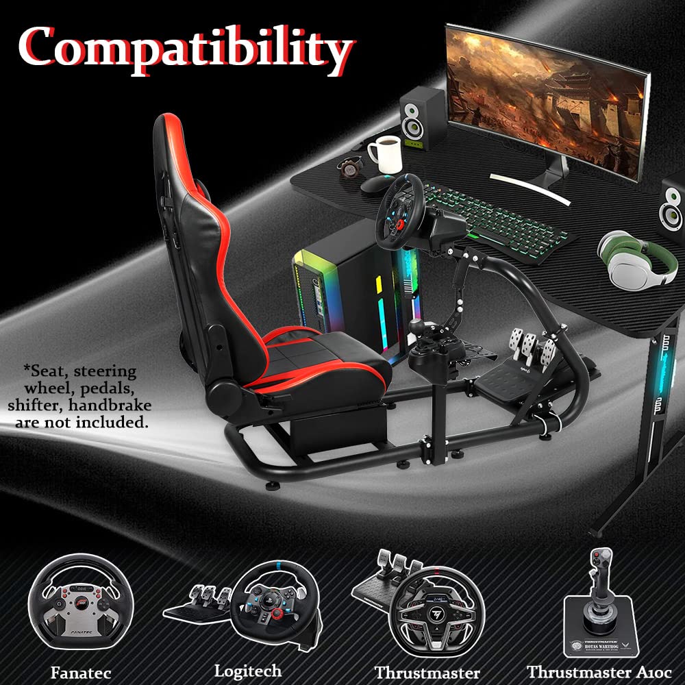 Supllueer Racing Simulatior Cockpit Stand with Red Seat fit for Logitech G920