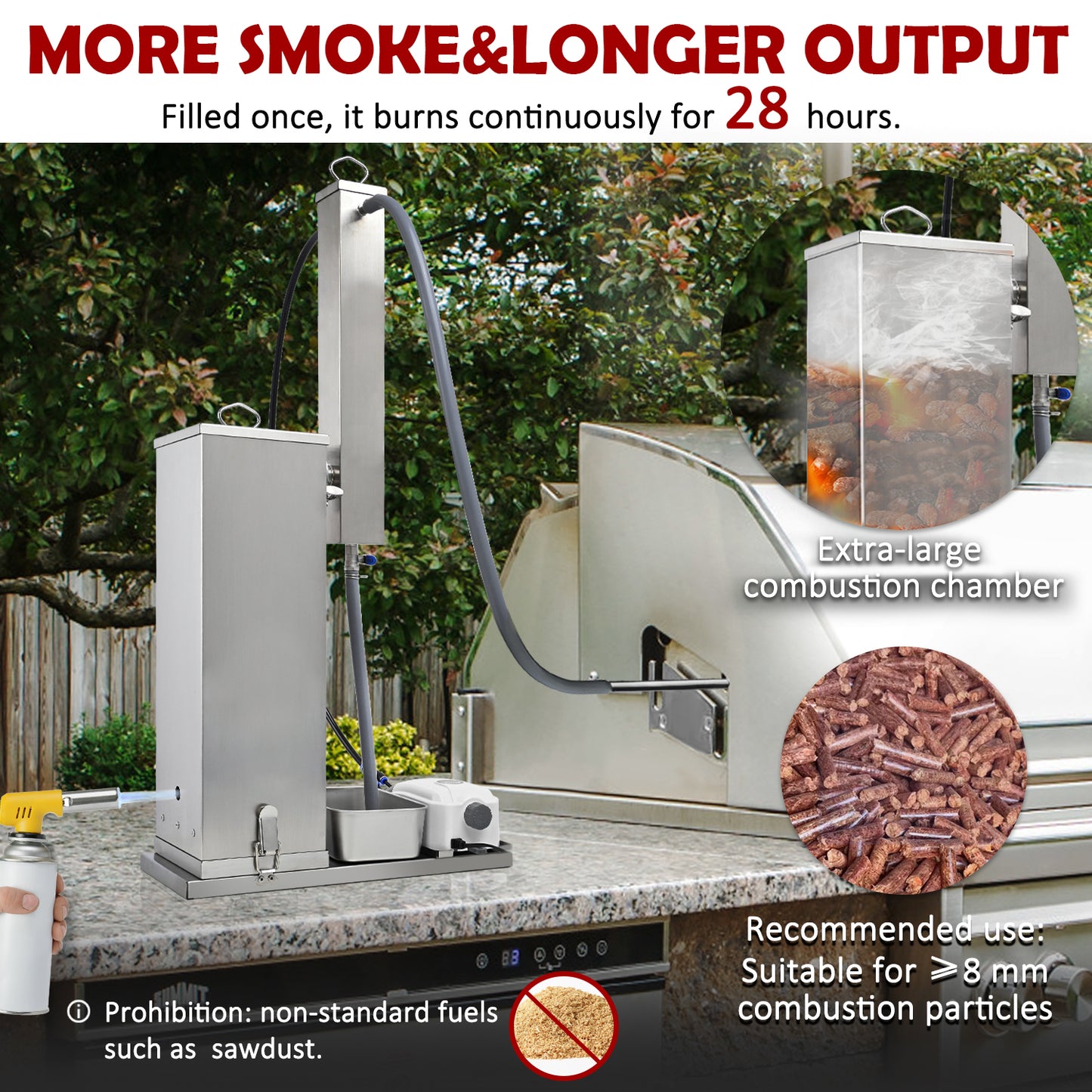 Supllueer Silver Electric Cold Smoke Generator, 10 Hour Long Smoking, Portable BBQ Smoker Accessory for Outdoor Grilling, Meat & Vegetables