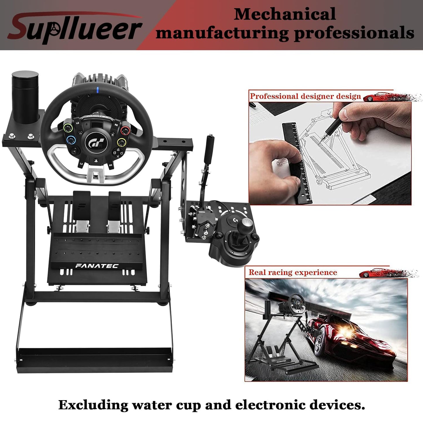 Supllueer X Frame Racing Wheel Stand with Seat Slot Fit for Logitech,Thrustmaster,Fanatec