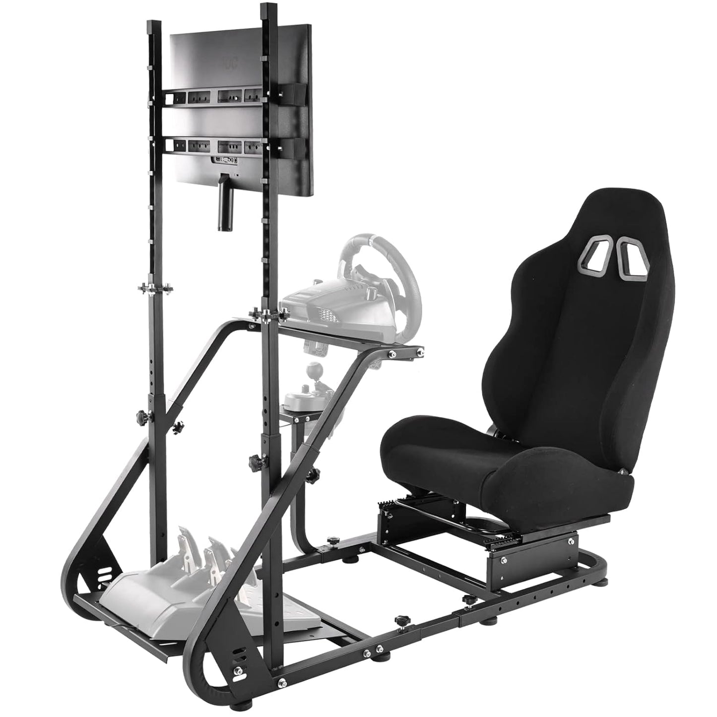 Supllueer G29 Racing Simulator Cockpit Stand with Seat & TV Stand Fit Logitech