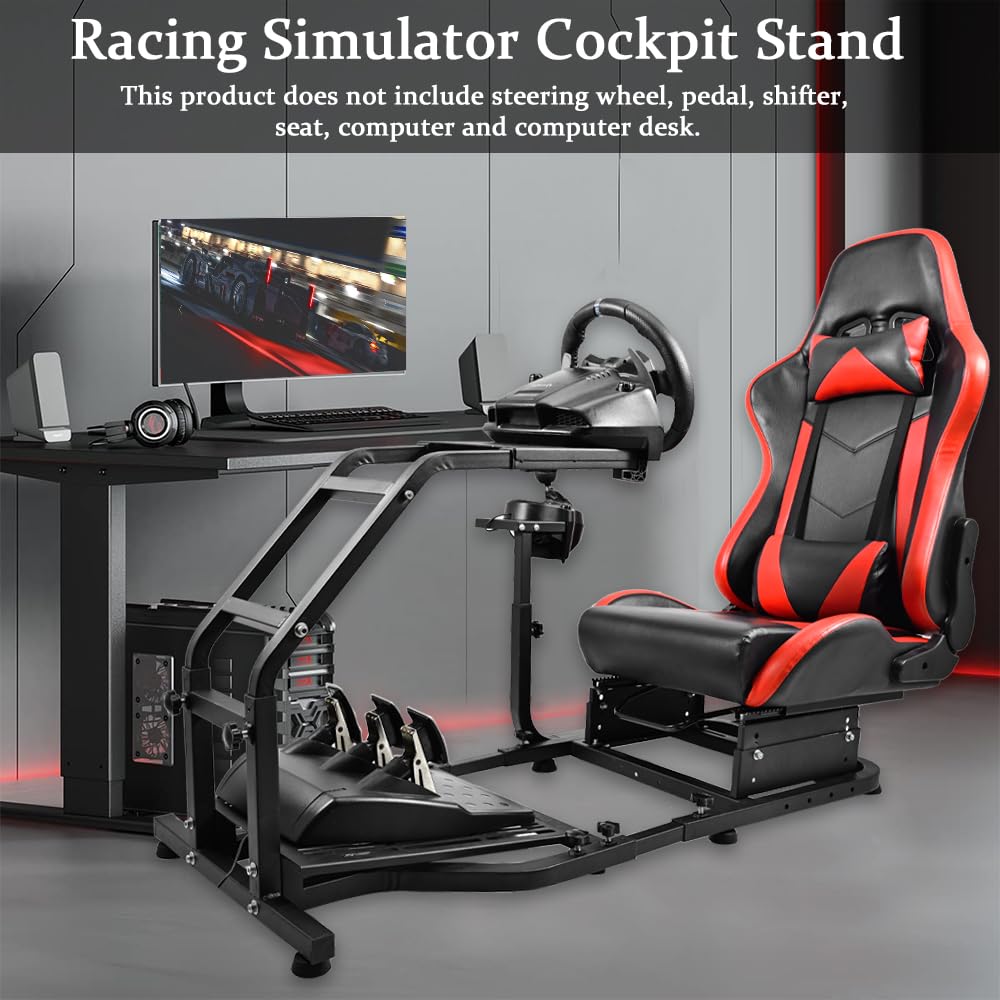 Supllueer Racing Simulator Cockpit Wheel Stand with Seat fit Logitech G29 G920