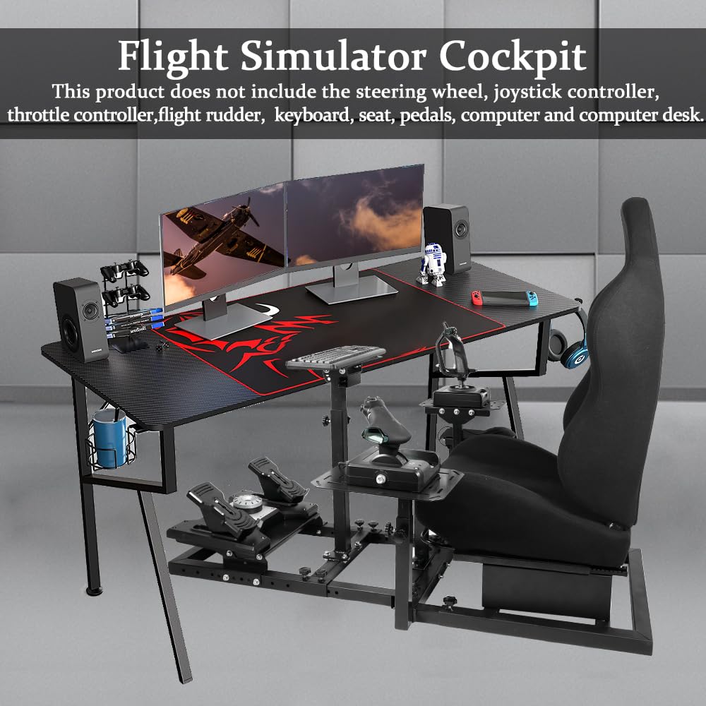 Supllueer Flight Racing Simulation Cockpit with Black Seat fit Logitech G29 X52