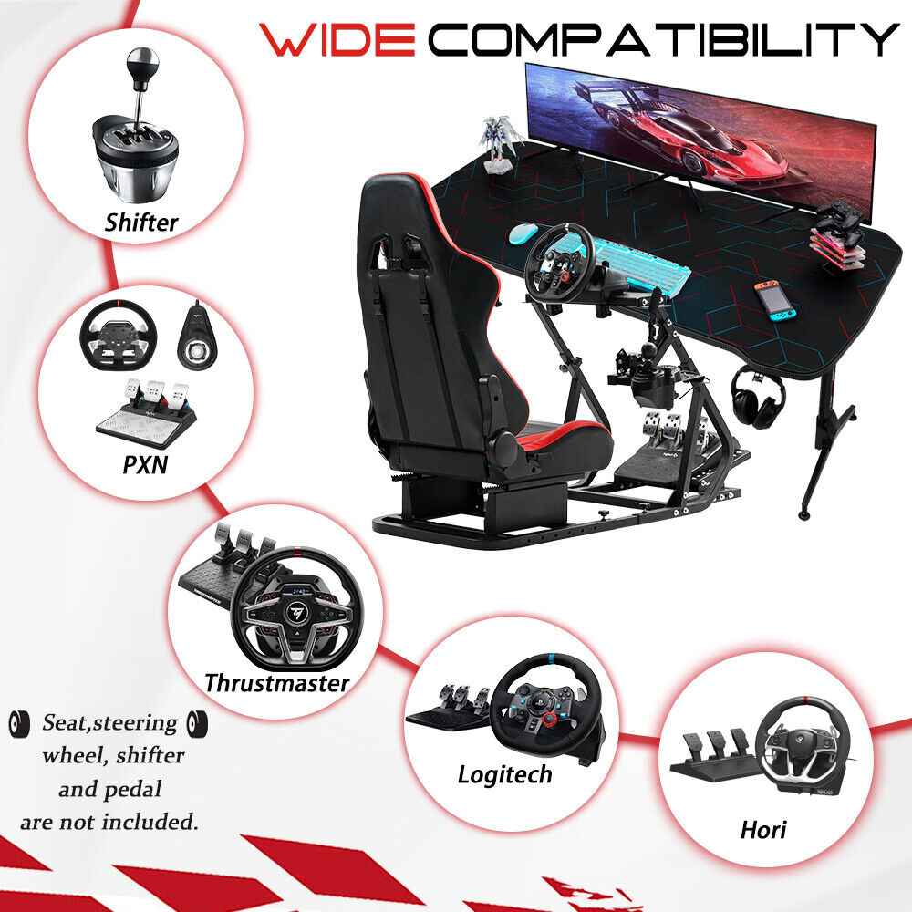 Supllueer Racing Simulator Cockpit Stand With Seat Fit Logitech G29 G920 G923