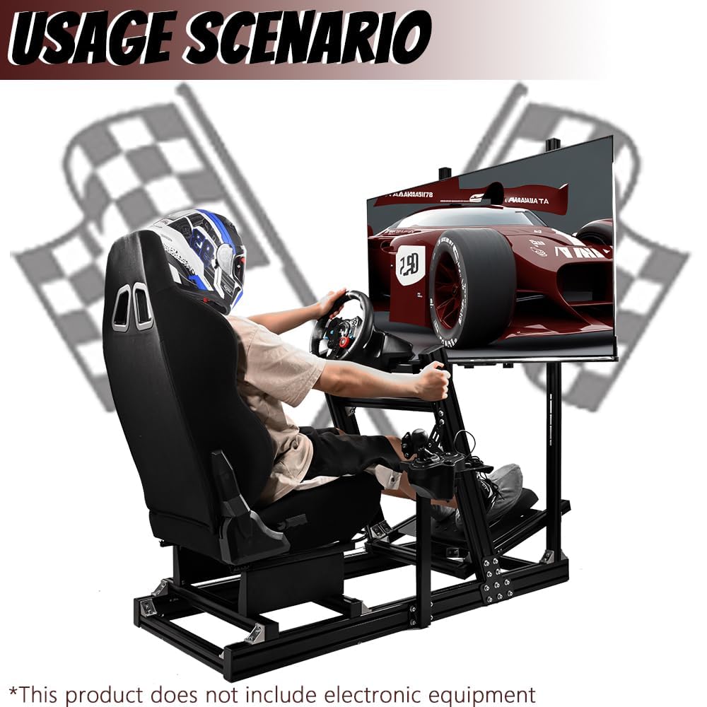 Supllueer Racing Simulator Cockpit with Monitor Stand Racing Seat fit for Logitech GPRO