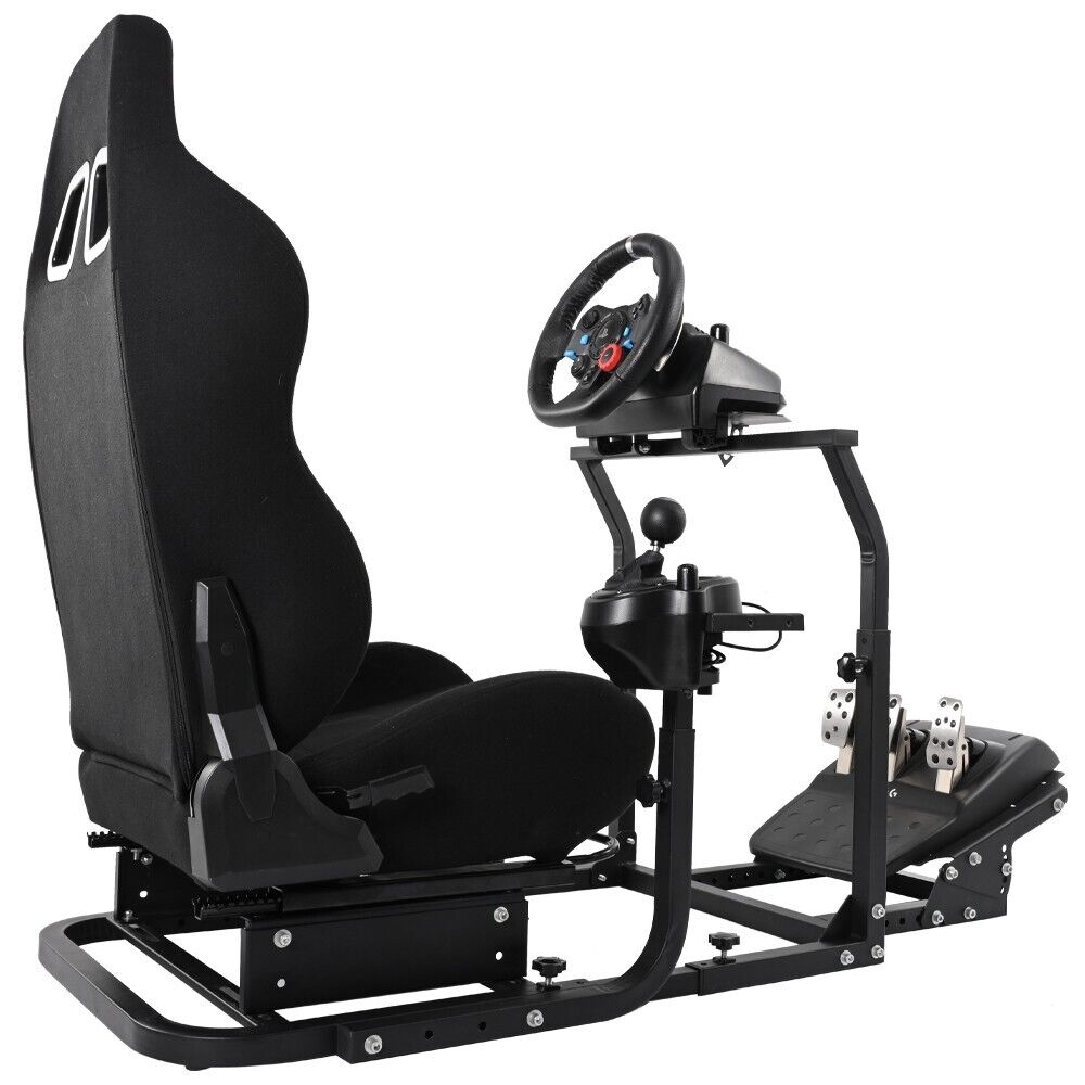 Supllueer Racing Simulator Cockpit Stand with Black Seat Fit Logitech G29 G920