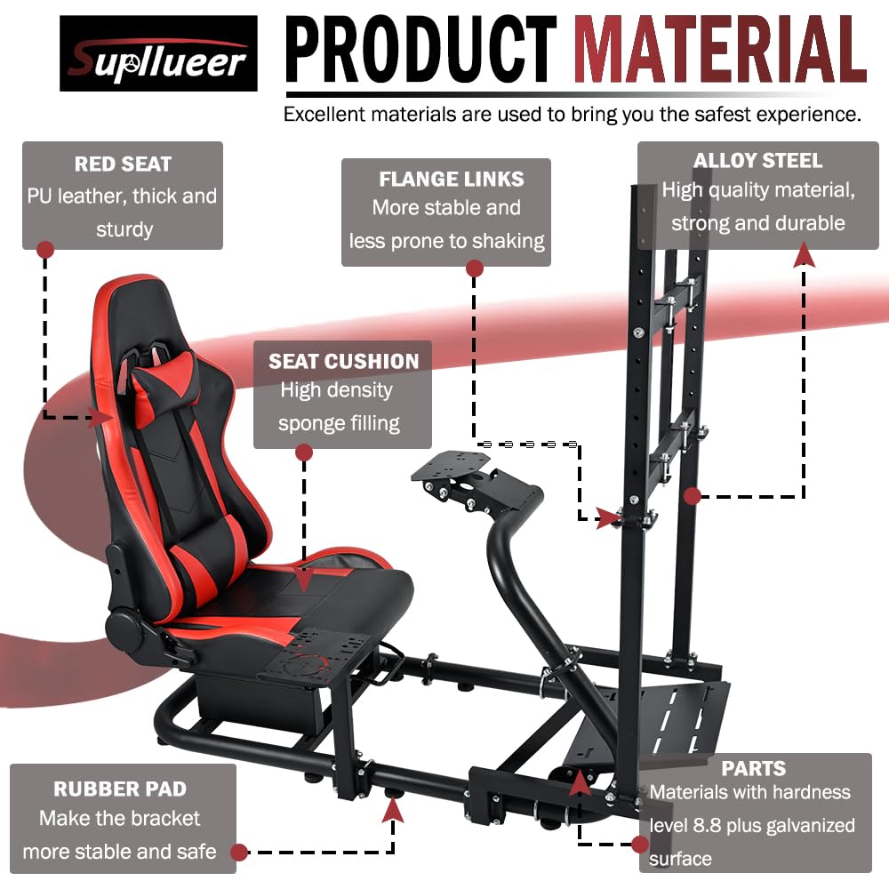 Supllueer Racing Simulator Cockpit Stand Adjustable fit Logitech G923 G29 G920
