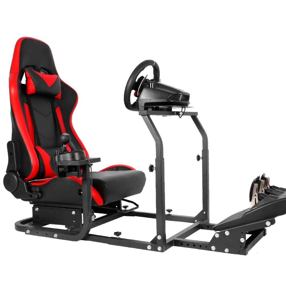 Supllueer Racing Simulator Cockpit Stand with Red Seat Fit Logitech G920 G923