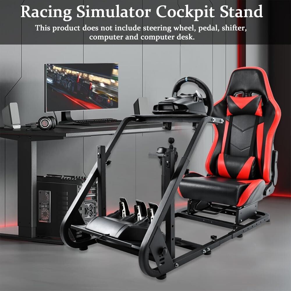 Supllueer Racing Simulator Cockpit Stand with Red Seat fit Logitech G920 G29