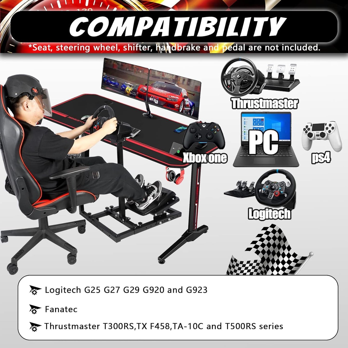 Supllueer Racing Wheel Stand Fit for Logitech G920 G923 G29 Thrustmaster T300RS