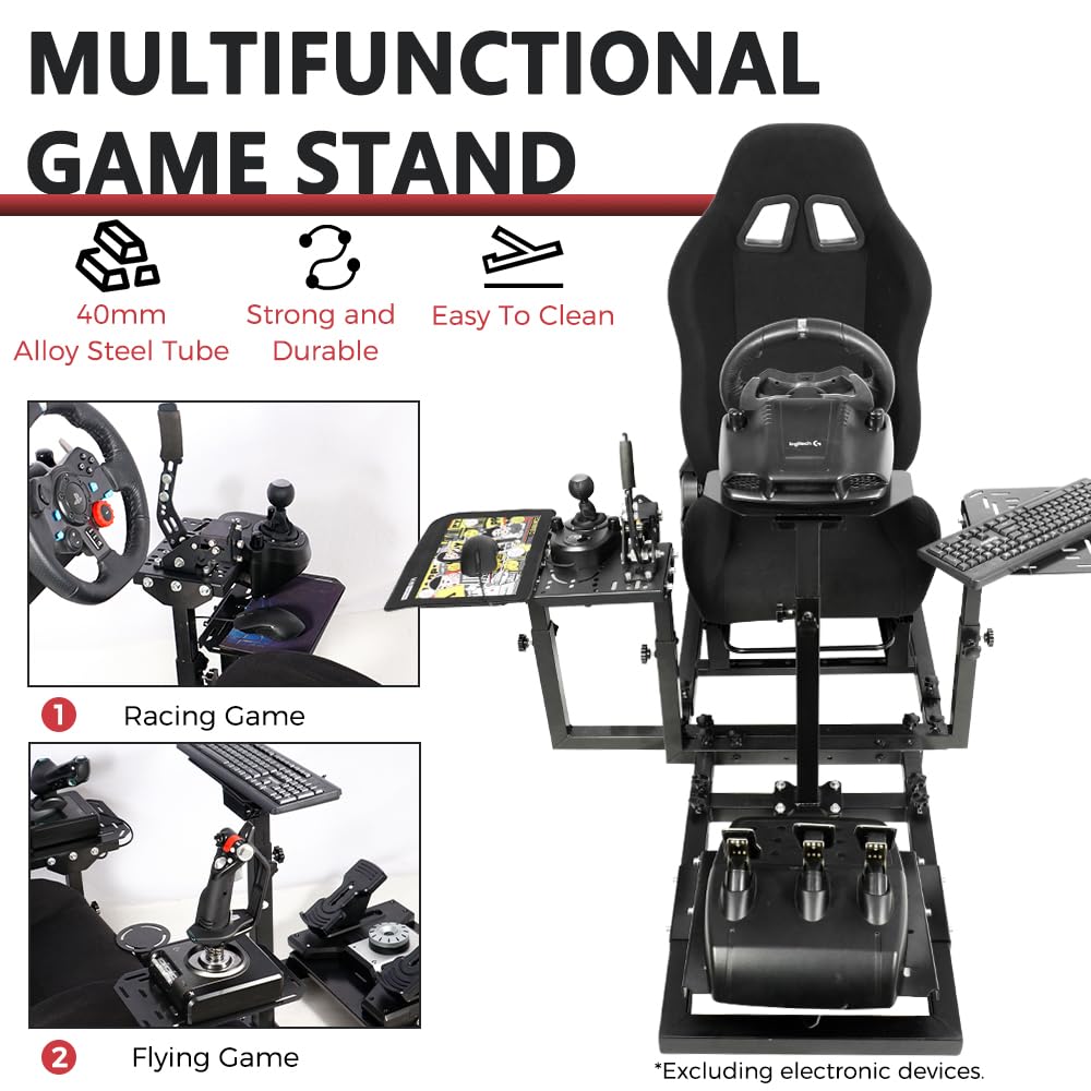 Supllueer Flight Racing Simulation Cockpit with Black Seat fit Logitech G29 X52