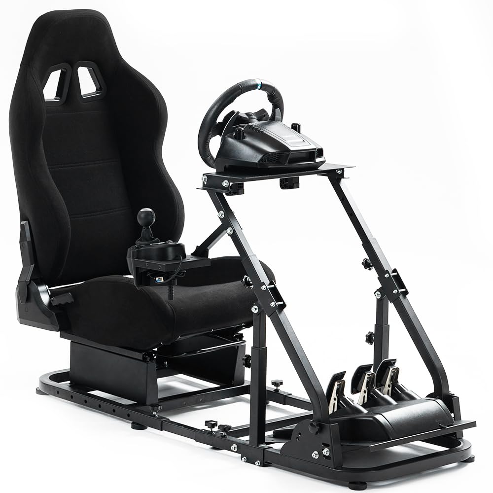 Supllueer G29 Racing Simulator Cockpit with Black Seat Fit Logitech G923 G920