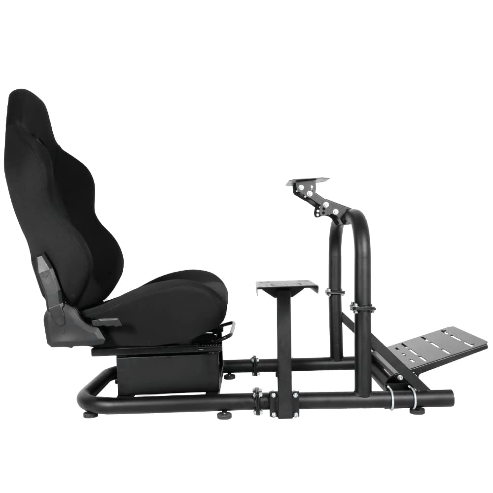 Supllueer Racing Simulator Cockpit Stand with Black Seat fit Logitech G29 G923