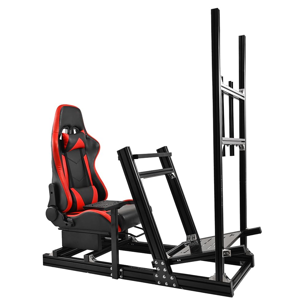 Supllueer Racing F1 Simulator Cockpit with Monitor Stand Racing Seat Fit Logitech