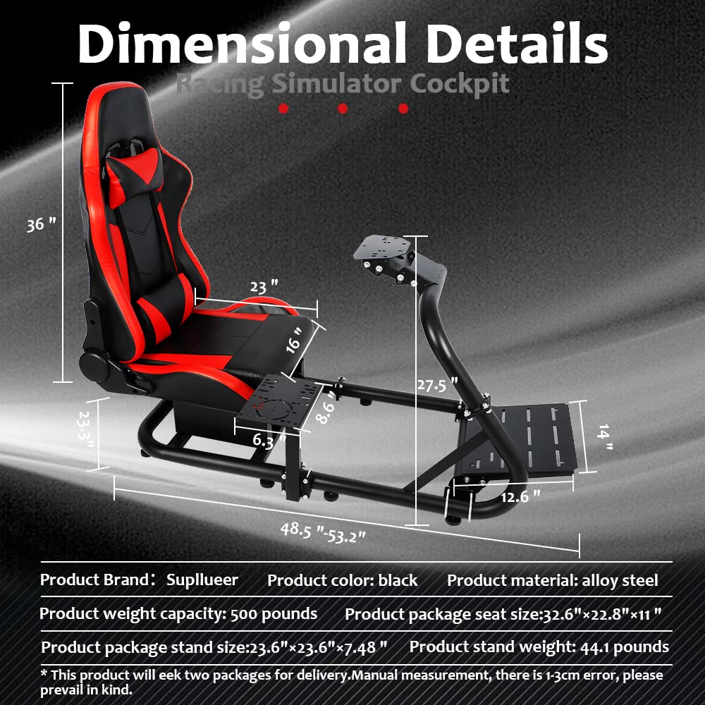 Supllueer Racing Simulatior Cockpit Stand with Red Seat fit for Logitech G920