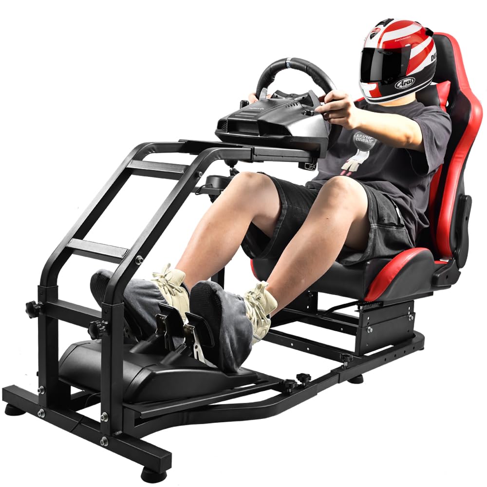 Supllueer Racing Simulator Cockpit Wheel Stand with Seat fit Logitech G29 G920