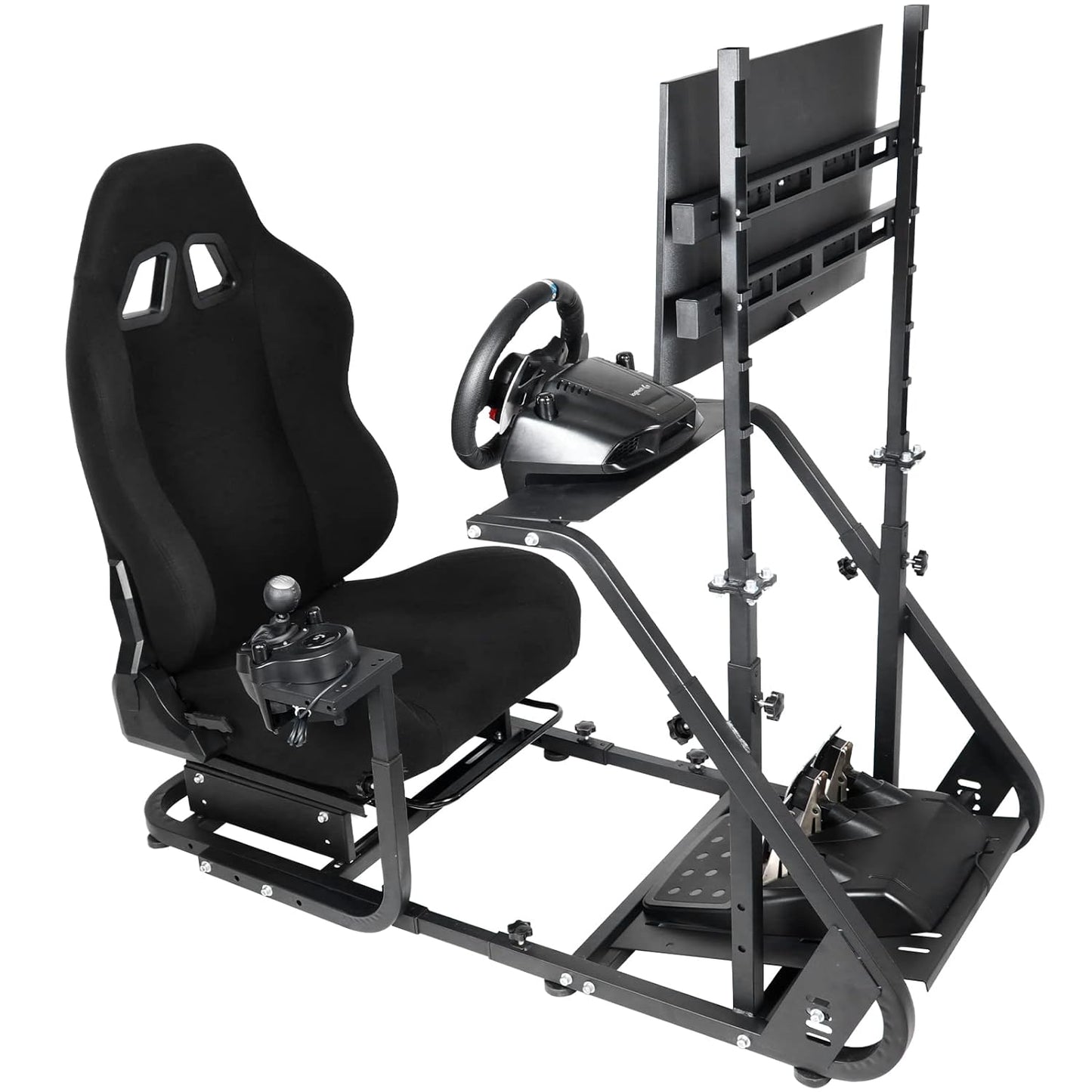 Supllueer G29 Racing Simulator Cockpit Stand with Seat & TV Stand Fit Logitech