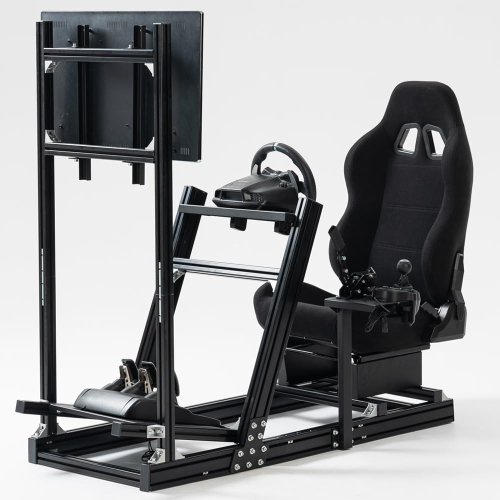 Supllueer Racing Simulator Cockpit with Monitor Stand Racing Seat fit for Logitech GPRO