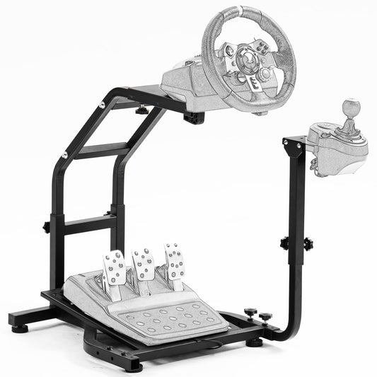 Supllueer Racing Wheel Stand Adjustable Fit for Logitech G25 G27 G29 G920 G923,Thrustmaster T300RS TX F458 T128 T248, Racing Simulator Cockpit, Steering Wheel Pedal Shifter Not Included