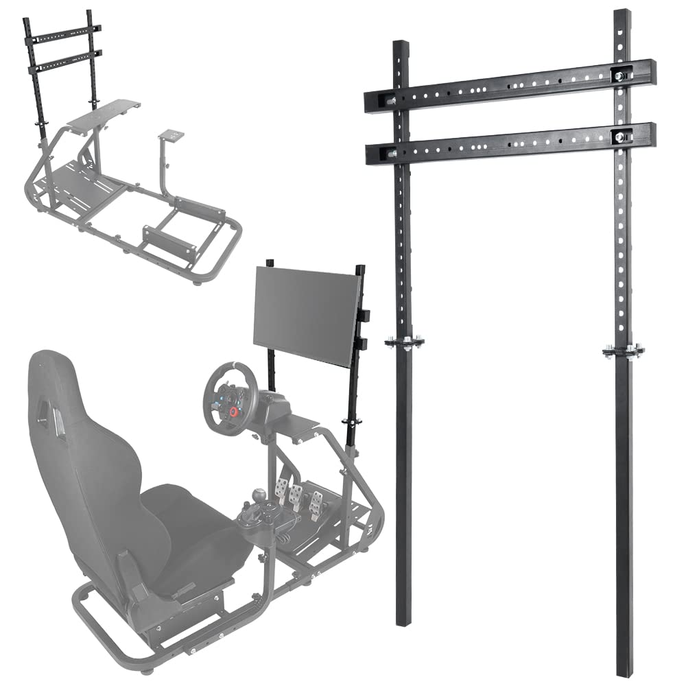 Supllueer Racing Simulator Cockpit Stand Display Frame fit for Logitech Thrustmaster,Fanatec, G25 G27 G29 G920 G923, Adjustable Monitor Bracket for Racing Cockpit Frame Without TV Seat Cockpit Stand
