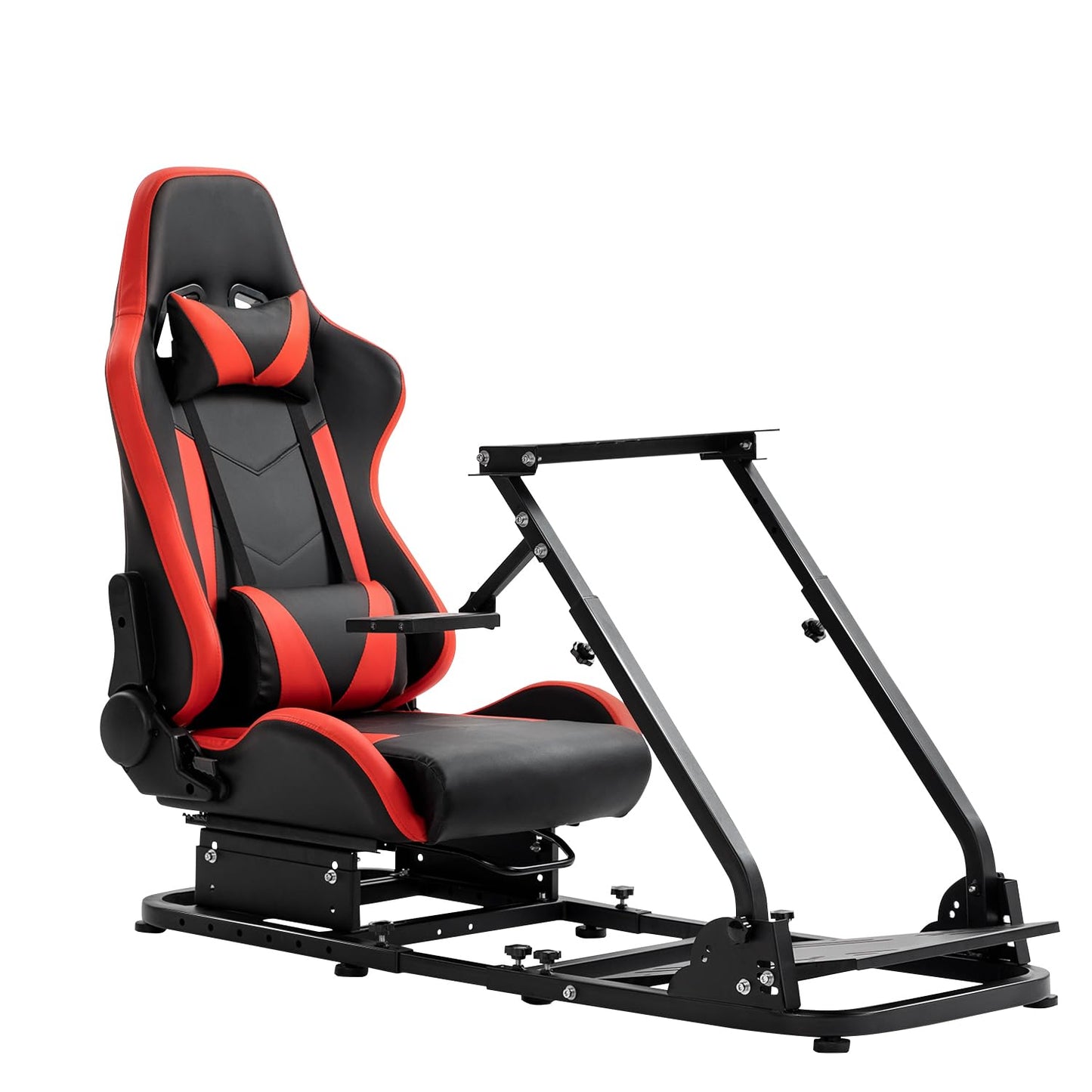 Supllueer Racing Simulator Cockpit Stand with Red Racing Seat Switching Gear Lever Removable fit for Logitech,Thrustmaster, G27 G29 G920 G923 T300RS, Racing Wheel Frame, No Wheel Pedal Shifter