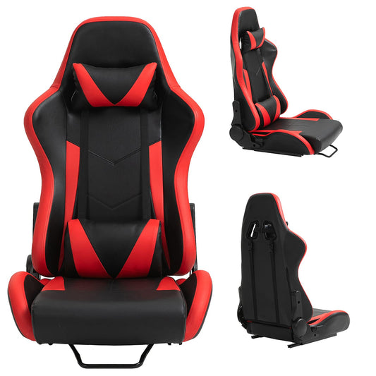 Supllueer Gaming Seat Racing Bucket Seat Simulator Seat Lumbar with Cushion and Seat,Adjustment Seat PU Leather Heavy-Duty Metal Frame (No Steering Wheel Stand)