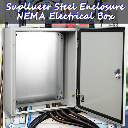 Supllueer Steel Waterproof Electrical Box 20"X12 "X10" NEMA Electrical Box IP66 Steel Enclosure Box, Cold-Rolled Steel Plate Outdoor Electrical Junction Box with Internal Mounting Panel Hinged Cover