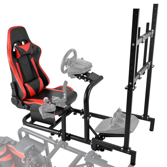 Supllueer Racing Simulator Cockpit Frame with Monitor Mount fit Logitech G923 G29 G920 Thrustmaster T248 T300,Excluding Steering Wheel Shift Lever Pedal Display