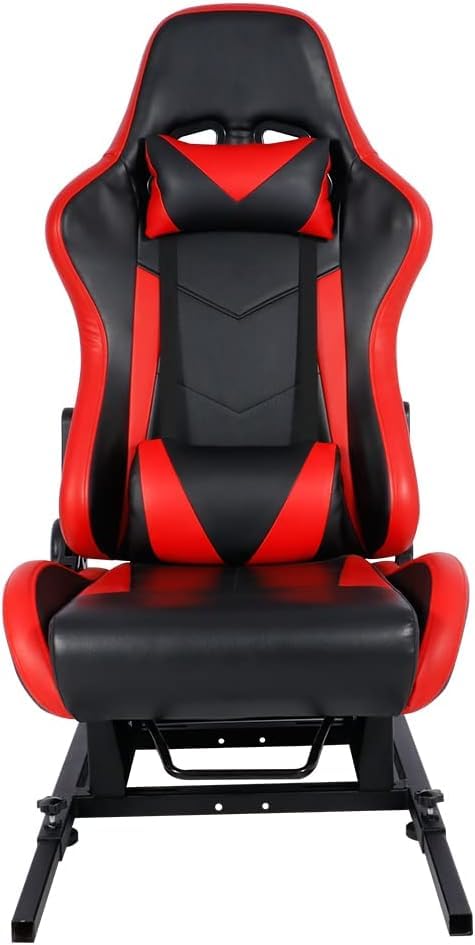 Supllueer Racing Rear Seat Stand Add-On Stand with Red Racing Seat for Steering Wheel Stand to Expand into Racing Simulator Cockpit Fit for Logitech, Thrustmaster, Fanatec, G29 G920 G923