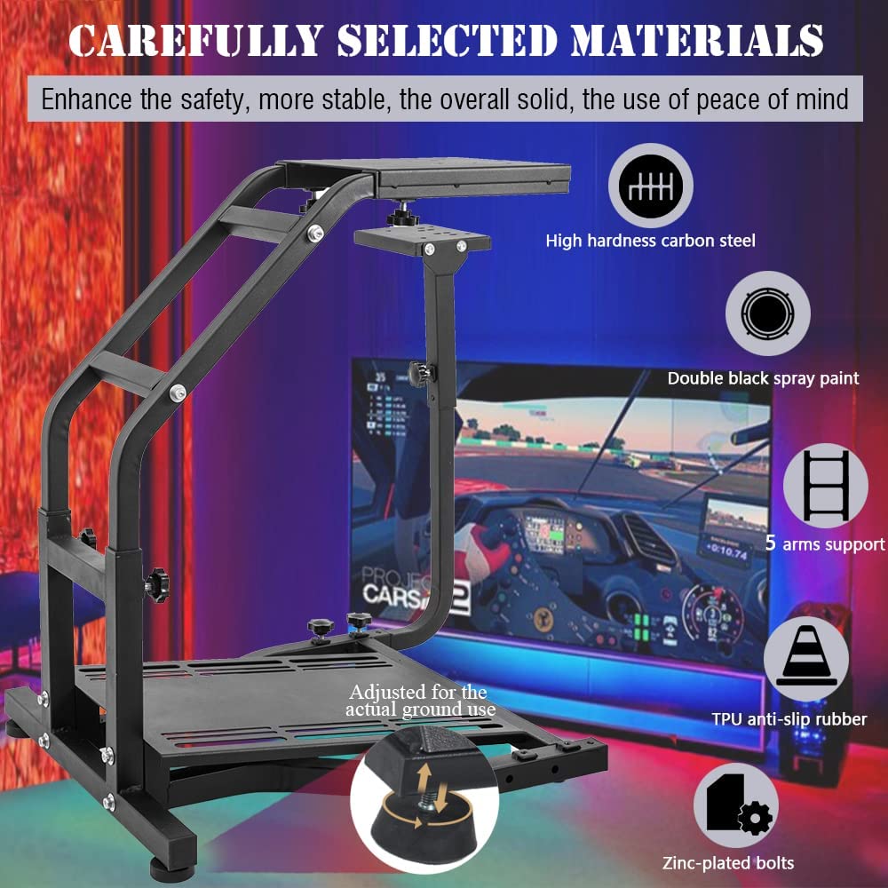 Supllueer Racing Wheel Stand Adjustable Fit for Logitech G25 G27 G29 G920 G923,Thrustmaster T300RS TX F458 T128 T248, Racing Simulator Cockpit, Steering Wheel Pedal Shifter Not Included