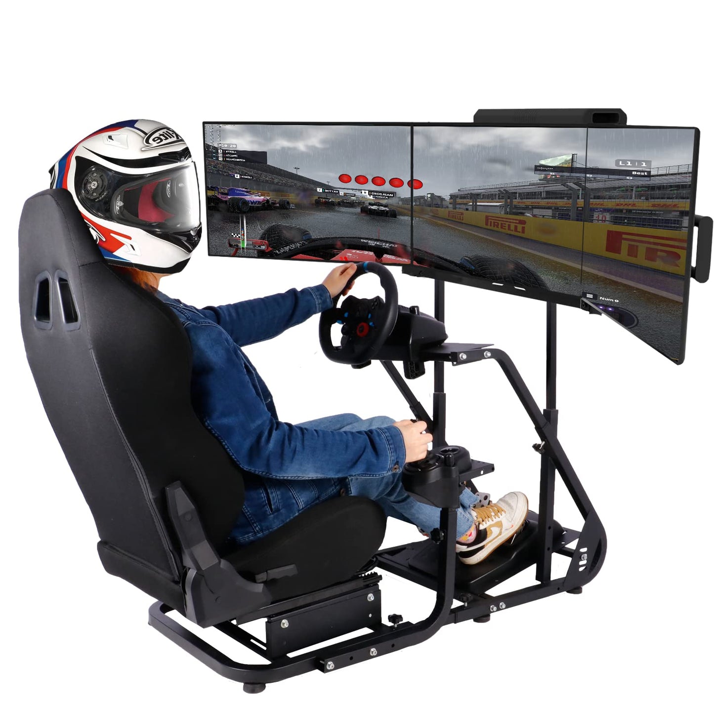 Supllueer Racing Simulator Cockpit Stand Display Frame fit for Logitech Thrustmaster,Fanatec, G25 G27 G29 G920 G923, Adjustable Monitor Bracket for Racing Cockpit Frame Without TV Seat Cockpit Stand