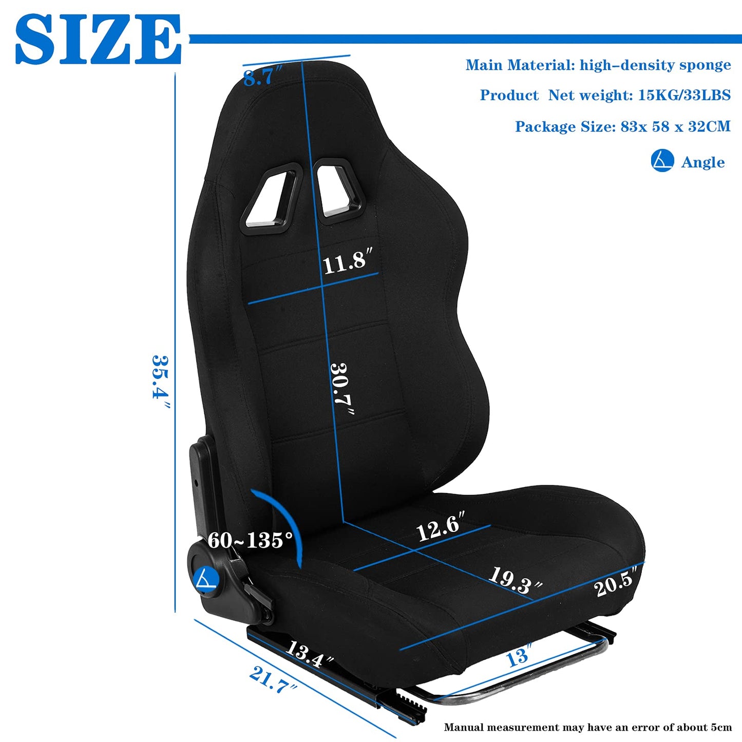 Supllueer Racing Bracket Seat Simulator Seat with Double Locking Slides Gaming Racing Seat Adjustable Fits Most Racing Wheel Stands(No Steering Wheel Stand)