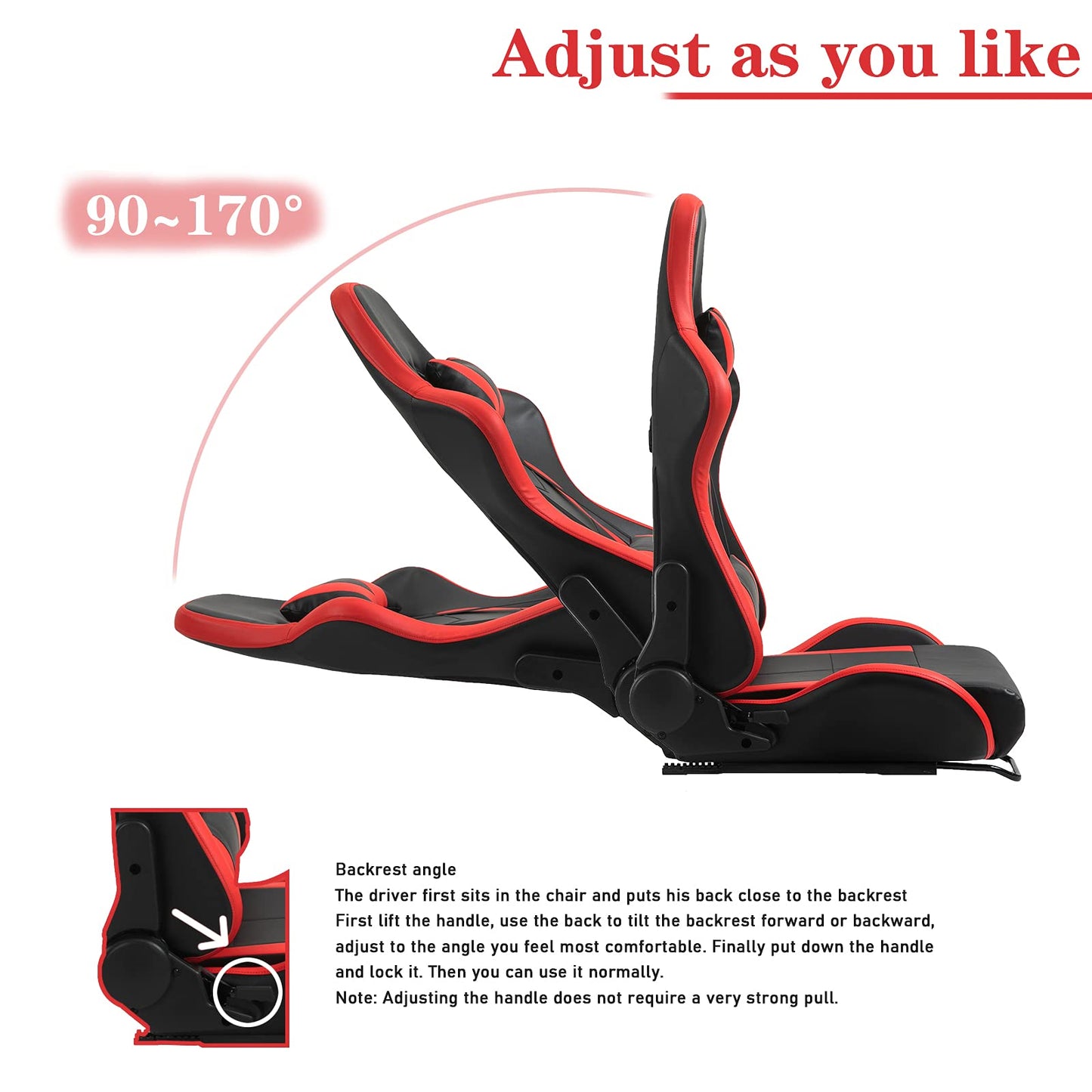 Supllueer Gaming Seat Racing Bucket Seat Simulator Seat Lumbar with Cushion and Seat,Adjustment Seat PU Leather Heavy-Duty Metal Frame (No Steering Wheel Stand)