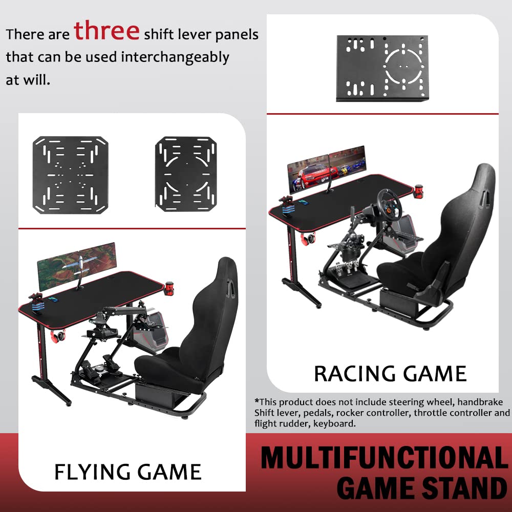 Supllueer Racing Flight Simulator Cockpit with Racing Black Seat fit for Logitech,Thrustmaster, Saitek, G920 X52 X56 G29 T300, Racing Wheel Stand Flight Sim Cockpit, No Wheel Pedal Shifter Keyboard