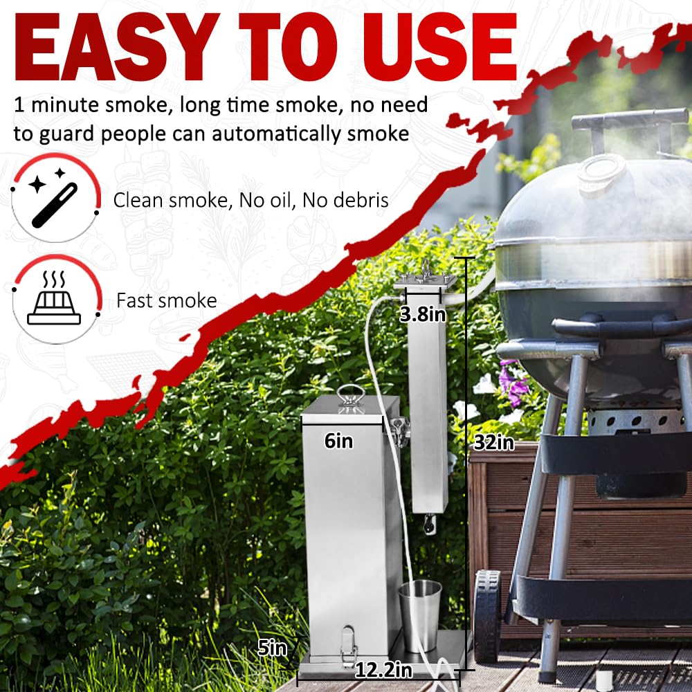 Supllueer Cold Smoke Generator Portable Cold Smoker Attachment,Smoking fit Indoor Outdoor Barbecue Stoves Grills BBQ Rooms,2 * 3L/MIN,Smoke Out for 11 Hours