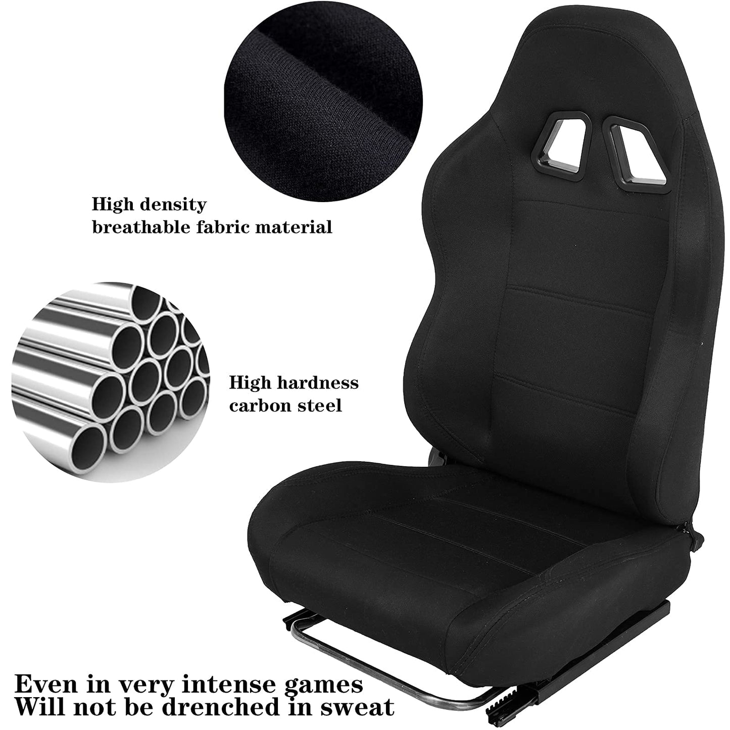 Supllueer Racing Bracket Seat Simulator Seat with Double Locking Slides Gaming Racing Seat Adjustable Fits Most Racing Wheel Stands(No Steering Wheel Stand)