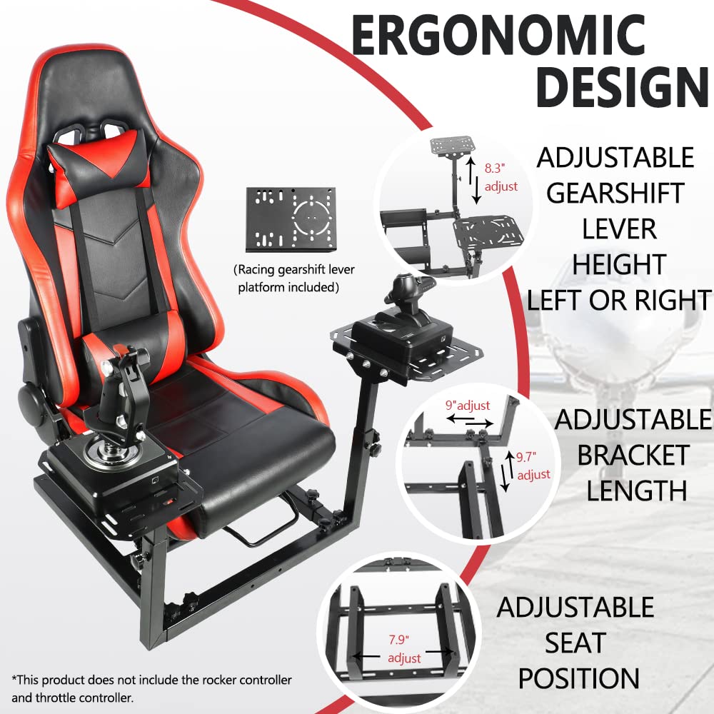 Supllueer Flight Game Red Playseat Cockpit with Double Multiple Shift Lever Compatible with Logitech, Thrustmaster,Hotas Warthog, Flight Sim Stand, Throttle Joystick Keyboard Not Included