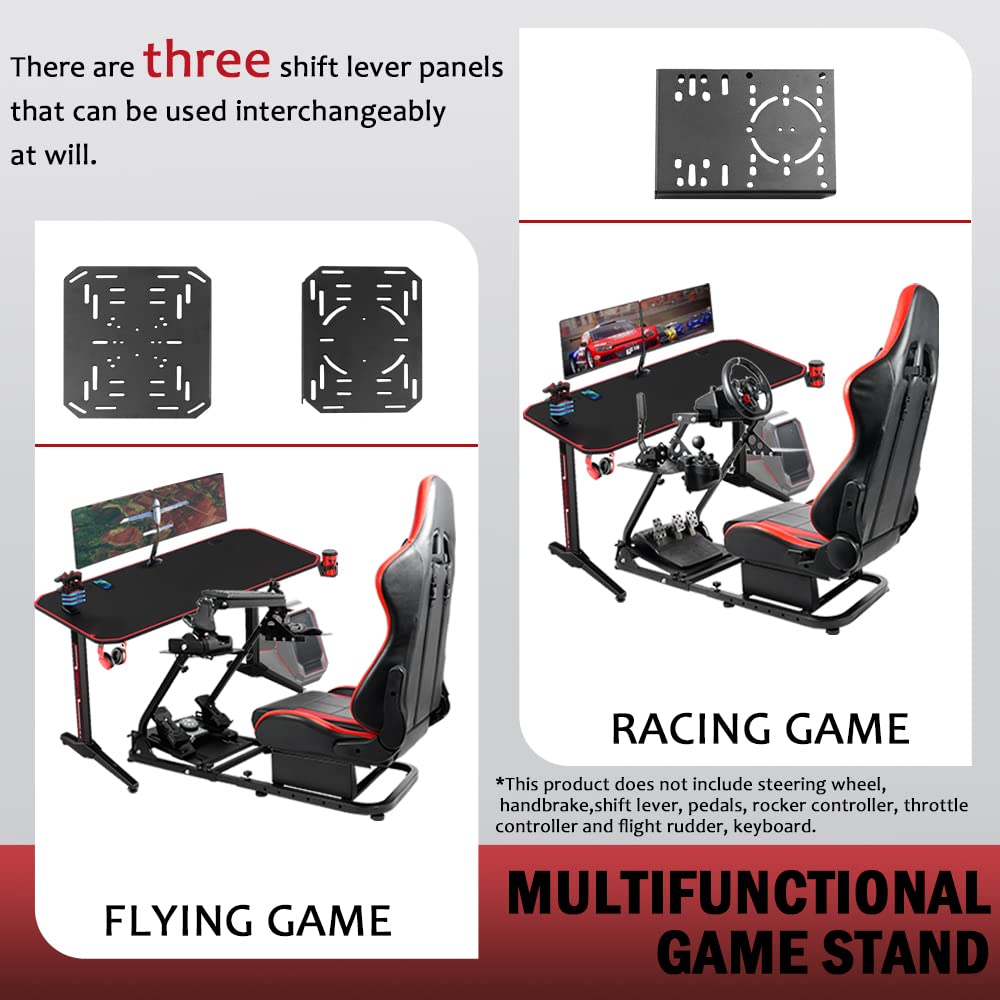 Supllueer Racing Flight Simulator Cockpit with Red Racing Seat fit for Logitech,Thrustmaster, Saitek, G920 X52 X56 G29 T300, Racing Wheel Stand Flight Sim Cockpit, No Wheel Pedal Shifter Keyboard