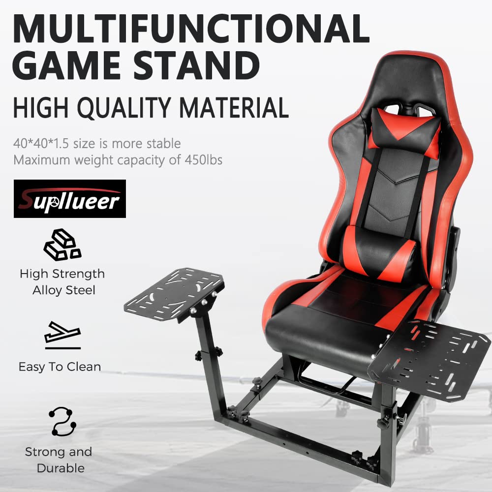 Supllueer Flight Game Red Playseat Cockpit with Double Multiple Shift Lever Compatible with Logitech, Thrustmaster,Hotas Warthog, Flight Sim Stand, Throttle Joystick Keyboard Not Included