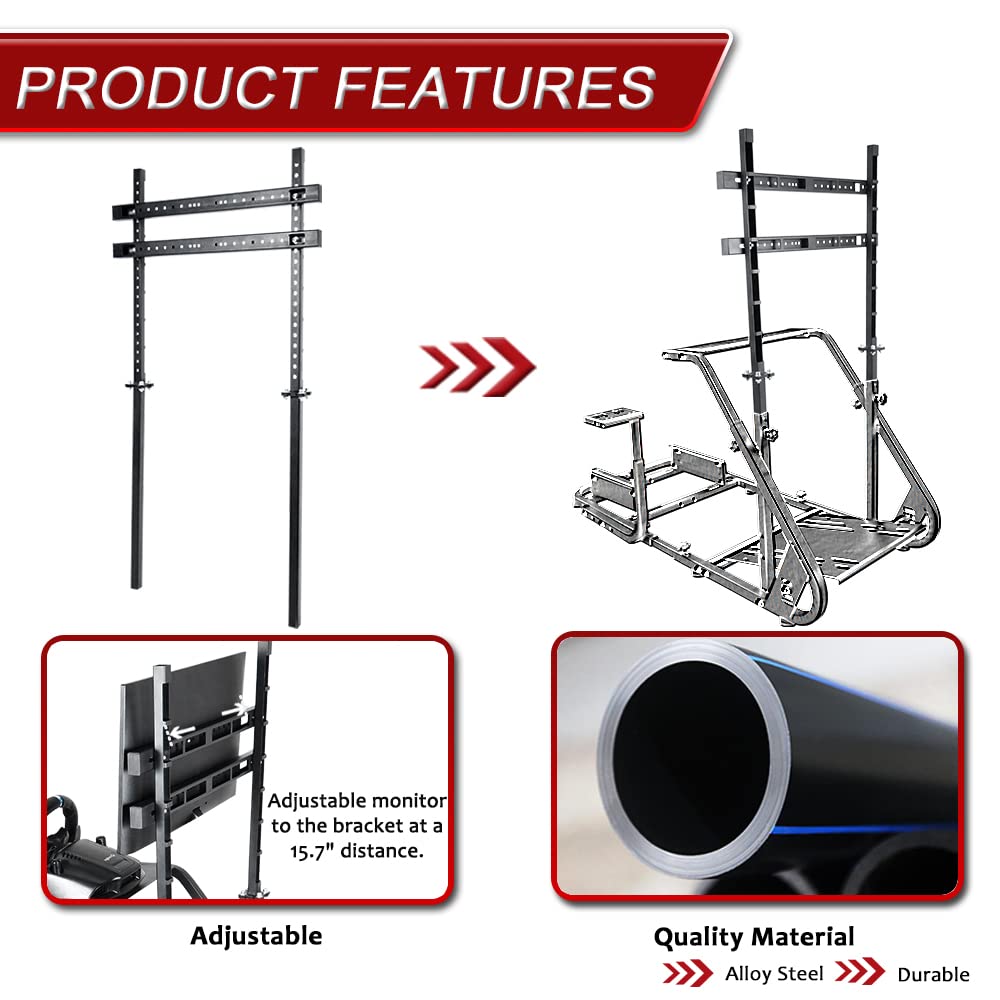 Supllueer Racing Simulator Cockpit Stand Display Frame fit for Logitech Thrustmaster,Fanatec, G25 G27 G29 G920 G923, Adjustable Monitor Bracket for Racing Cockpit Frame Without TV Seat Cockpit Stand
